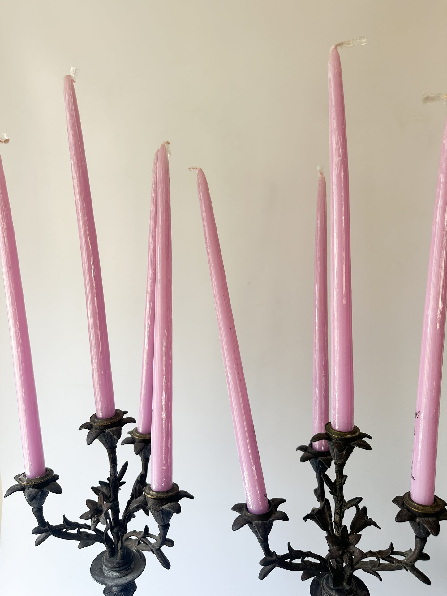 Antique Solid Bronze Four Arm Candelabras (Pair) - Winged Lions and Flowers