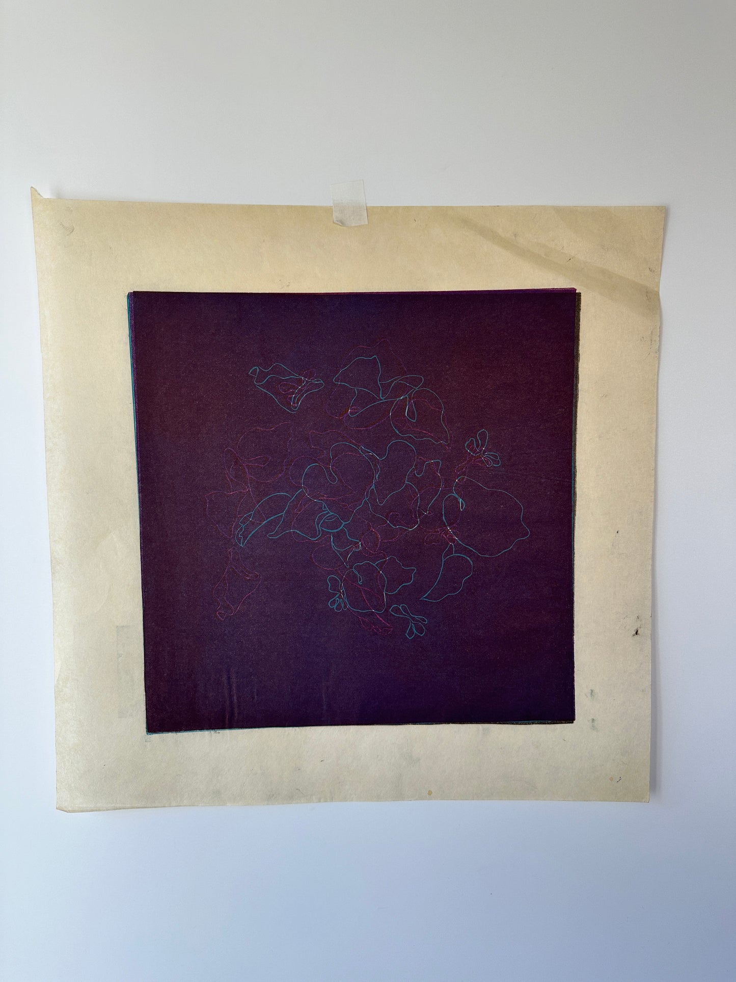 “FLYING VIOLETS” Linocut by the late Jane Matteson