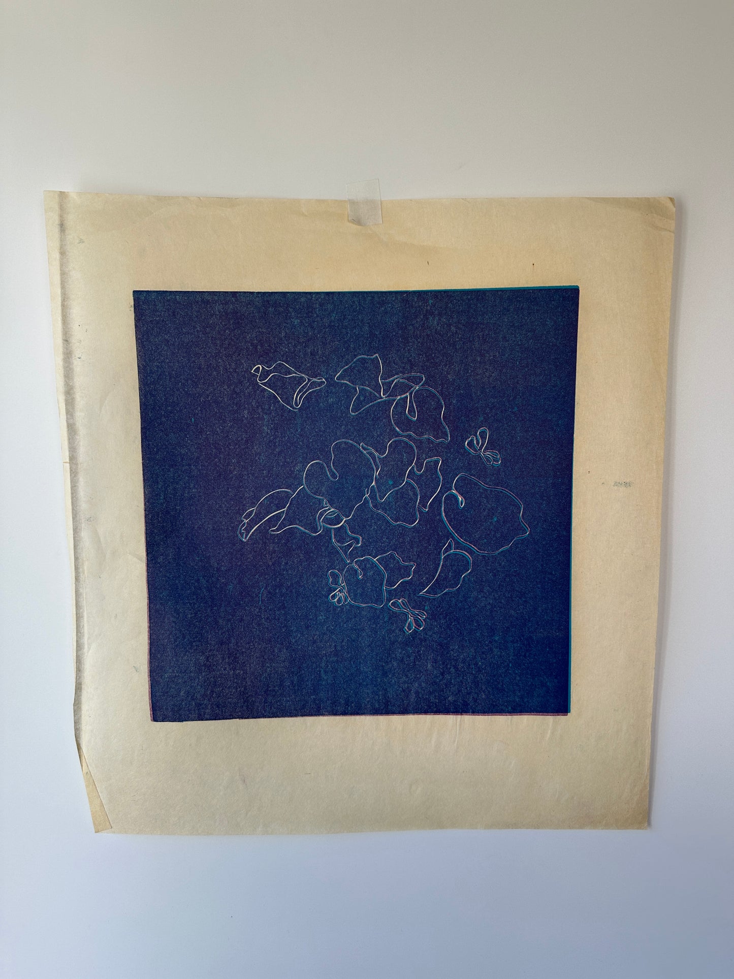 “FLYING VIOLETS” Linocut by the late Jane Matteson