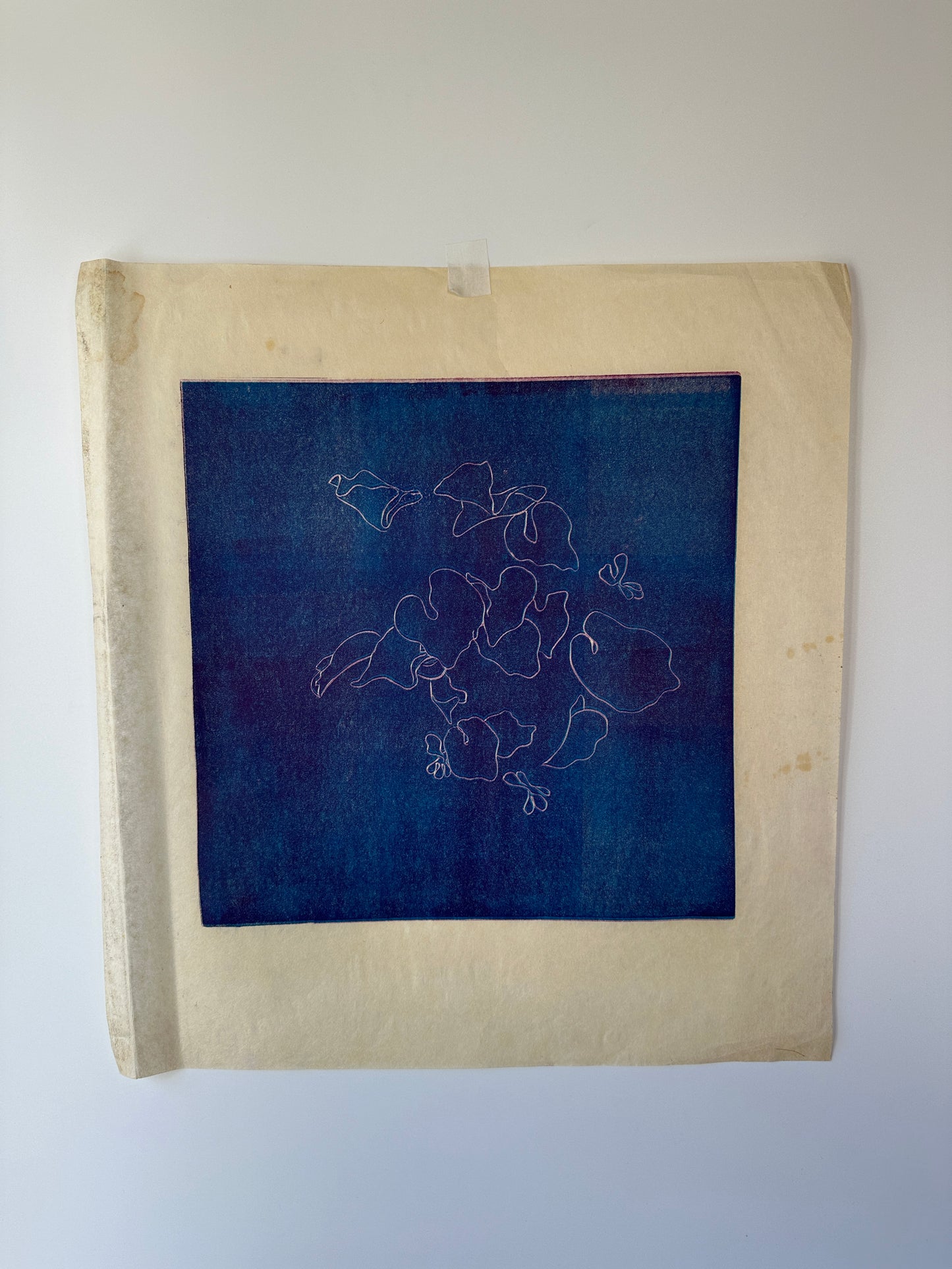“FLYING VIOLETS” Linocut by the late Jane Matteson