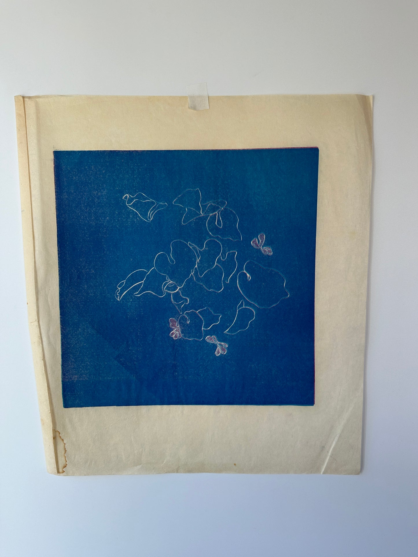 “FLYING VIOLETS” Linocut by the late Jane Matteson