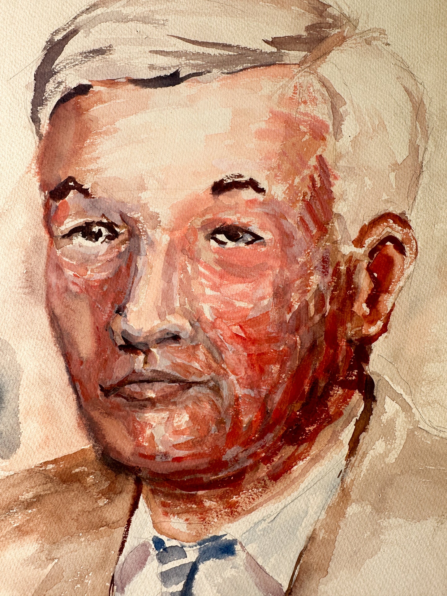 Portrait of a Man - Oil on Paper by Late Artist Jane Matteson (15"W x 20"H)