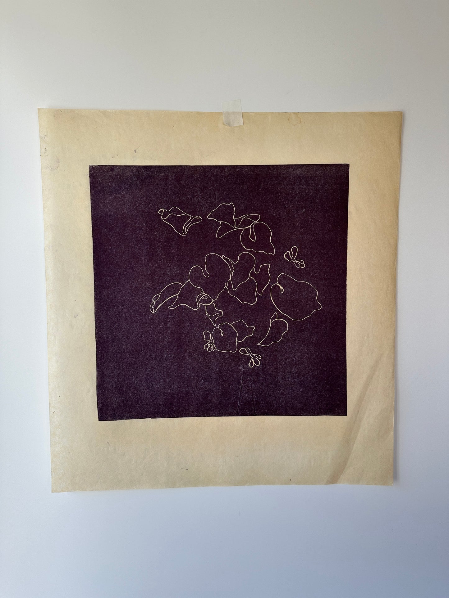 “FLYING VIOLETS” Linocut by the late Jane Matteson