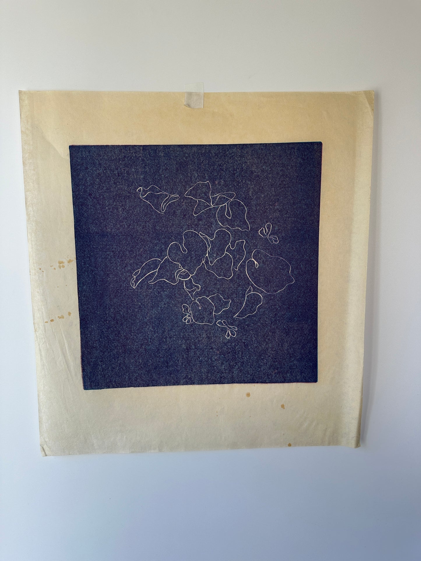 “FLYING VIOLETS” Linocut by the late Jane Matteson
