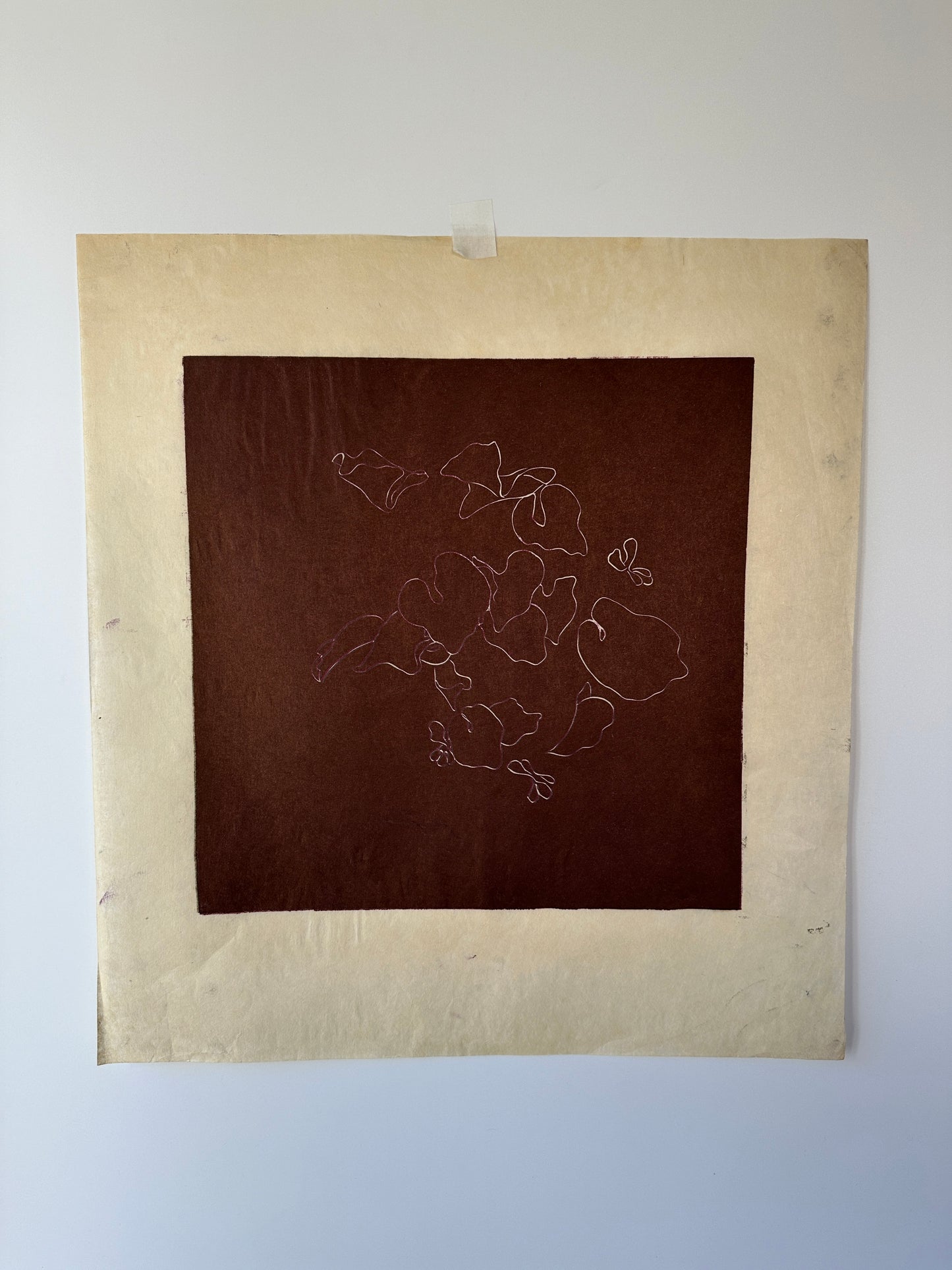 “FLYING VIOLETS” Linocut by the late Jane Matteson