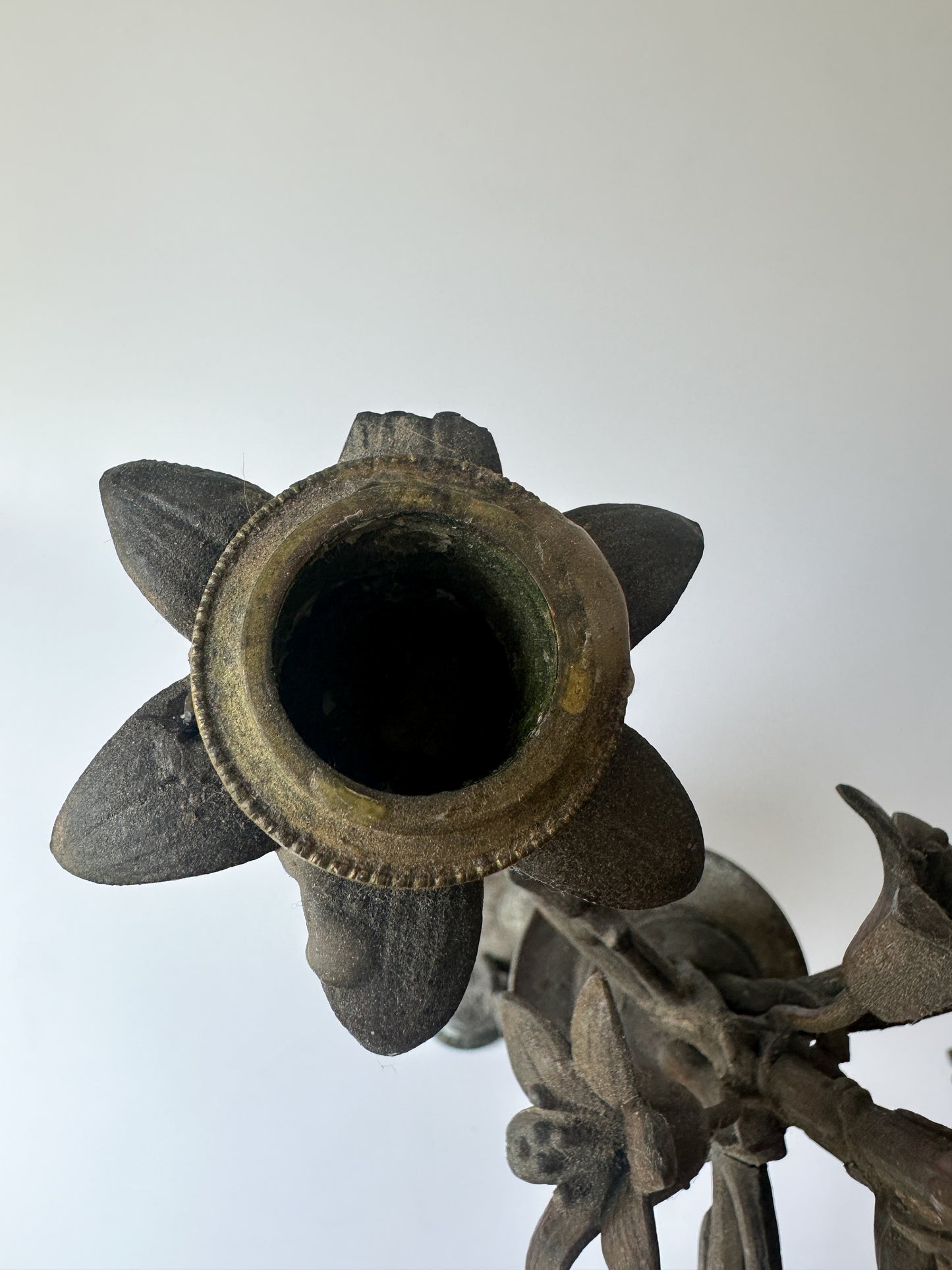 Antique Solid Bronze Four Arm Candelabras (Pair) - Winged Lions and Flowers