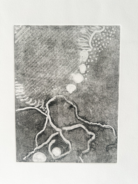 Abstract Black and White on Thick Paper - Intaglio by the late Velda Warner (11"W x 15“H)