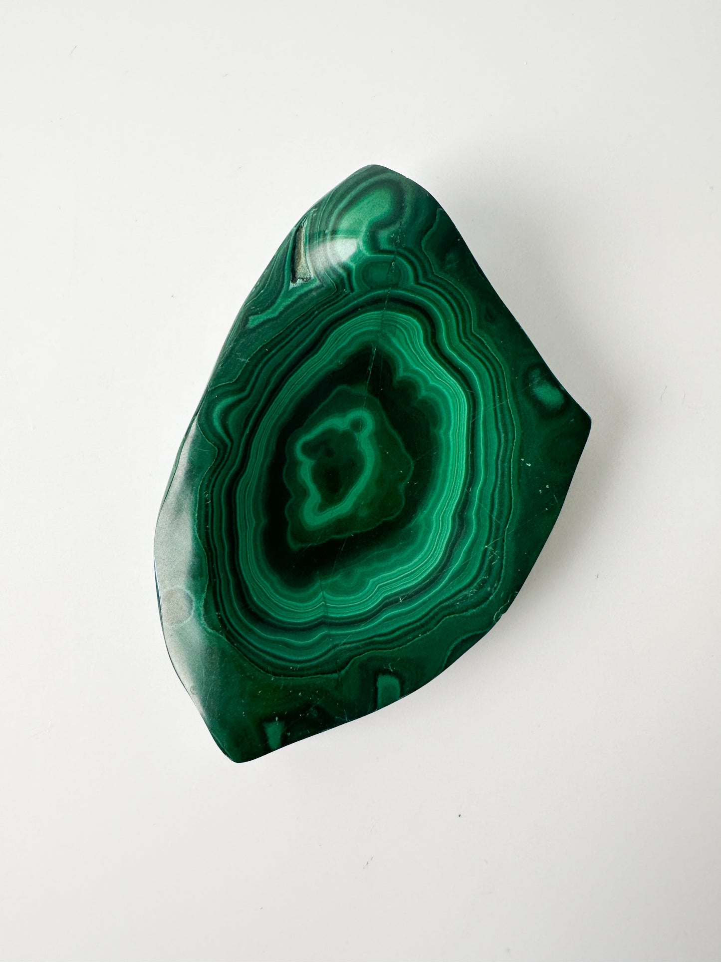 Polished Genuine Malachite Shallow Trinket Dish (4"L x 2.75"W x 1"H)