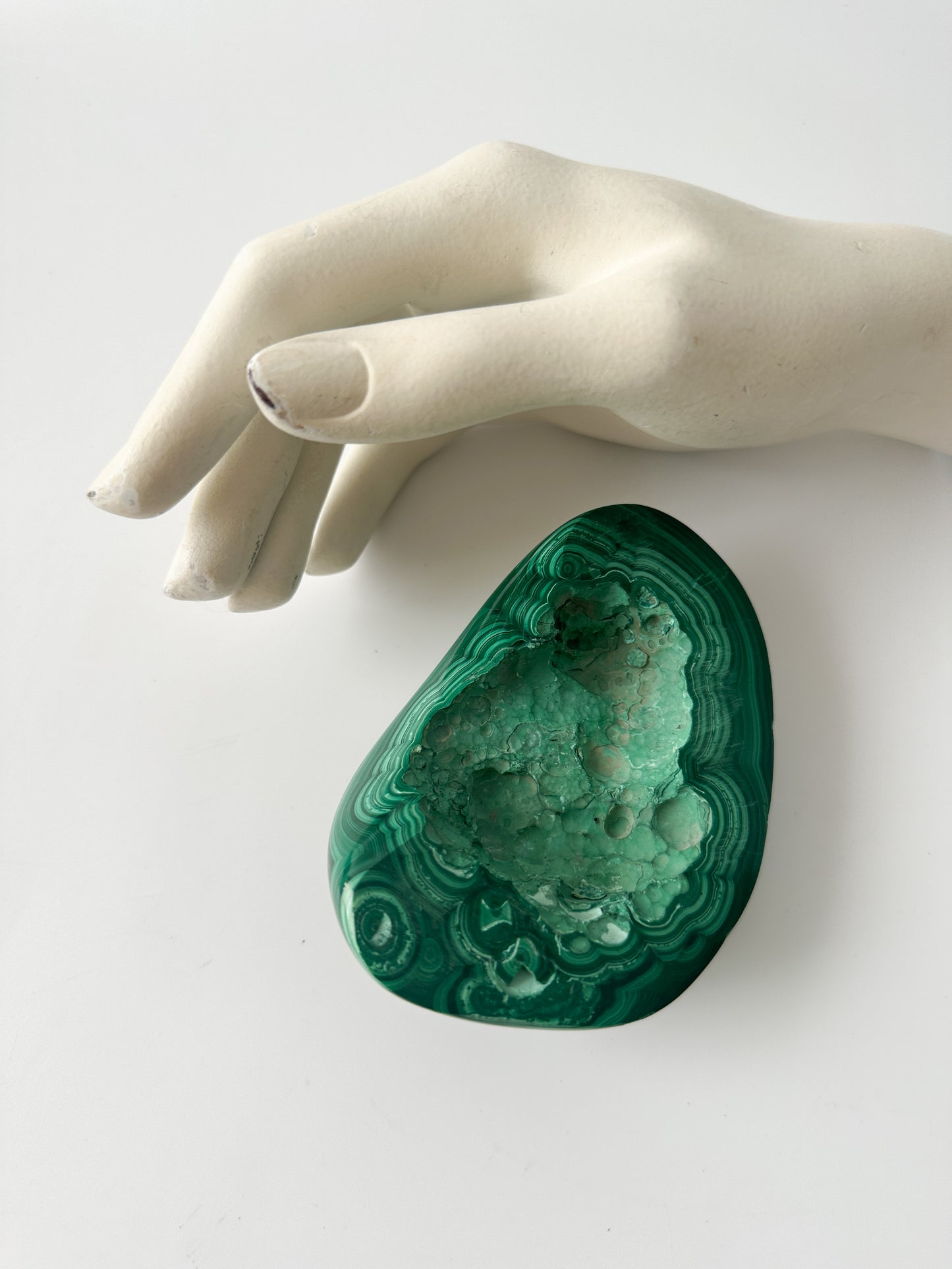 Polished Genuine Malachite Decorative Object (4.3"L x 3.875"W x 1.5"H)