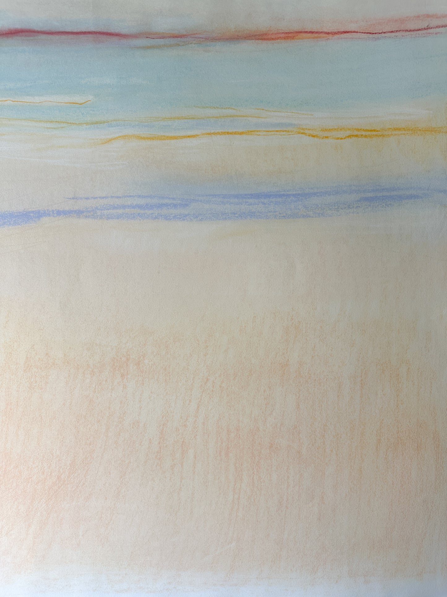 Peach, Aqua, and Light Blue Sky - Abstract Pastel by Jane Matteson (41”W x 29.5”H)