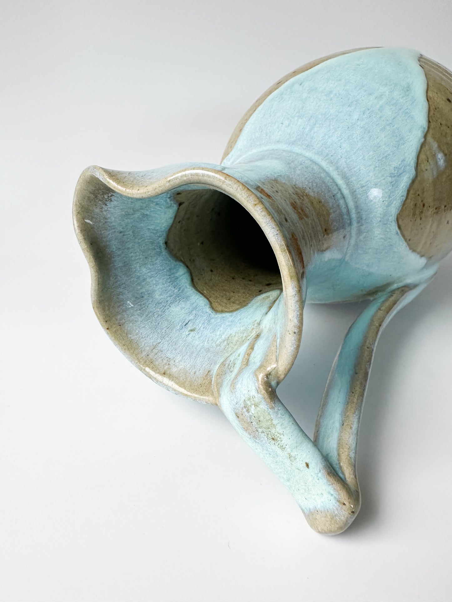 Studio Pottery Pitcher with Light Blue Glaze