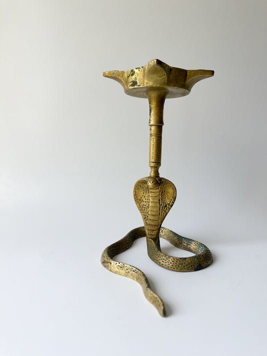 Vintage Brass Cobra Snake Candle Holder