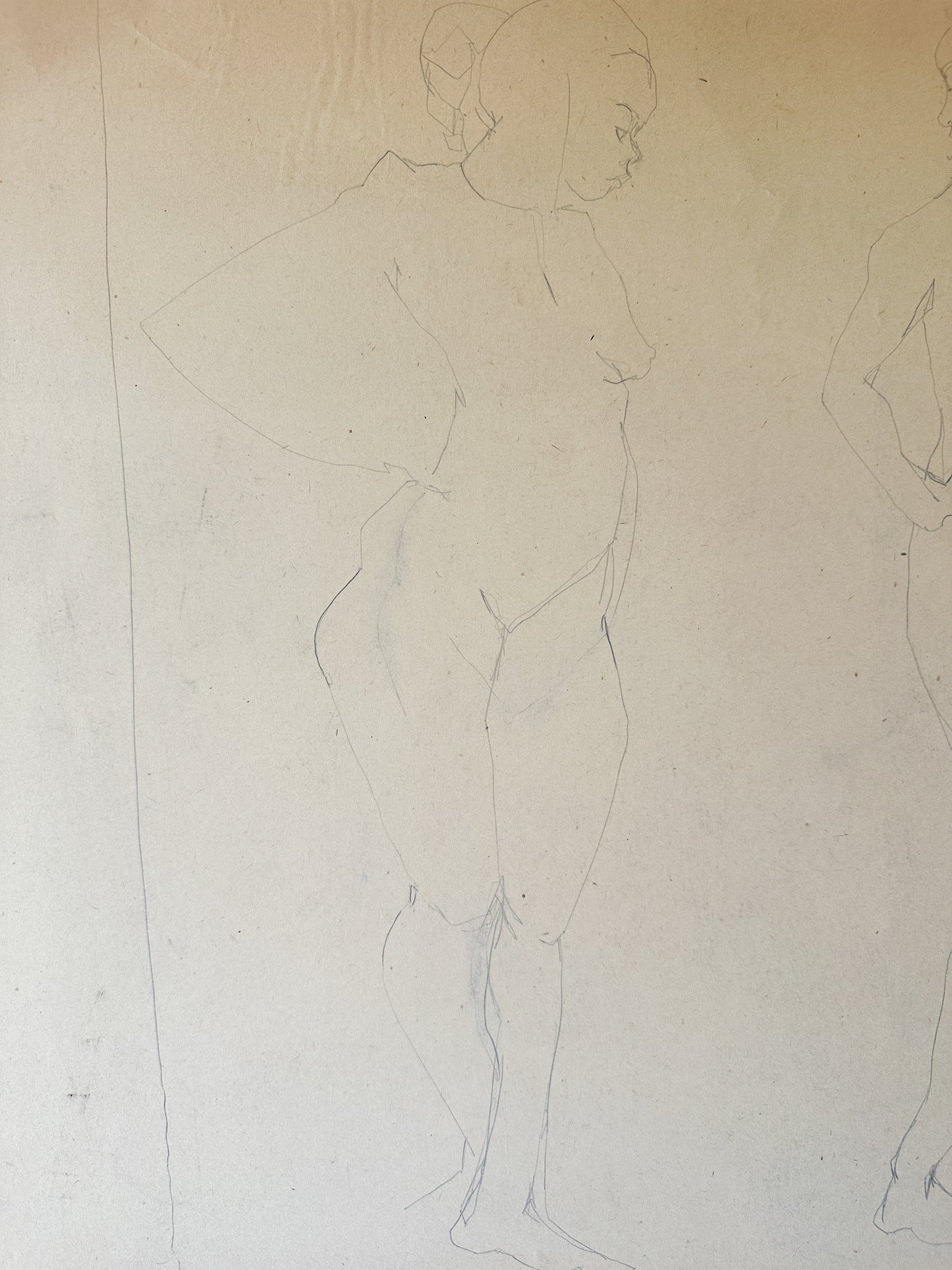 Two Nudes (Horizontal) Pencil Drawing by Jane Matteson (30.5"W x 22.5"H)