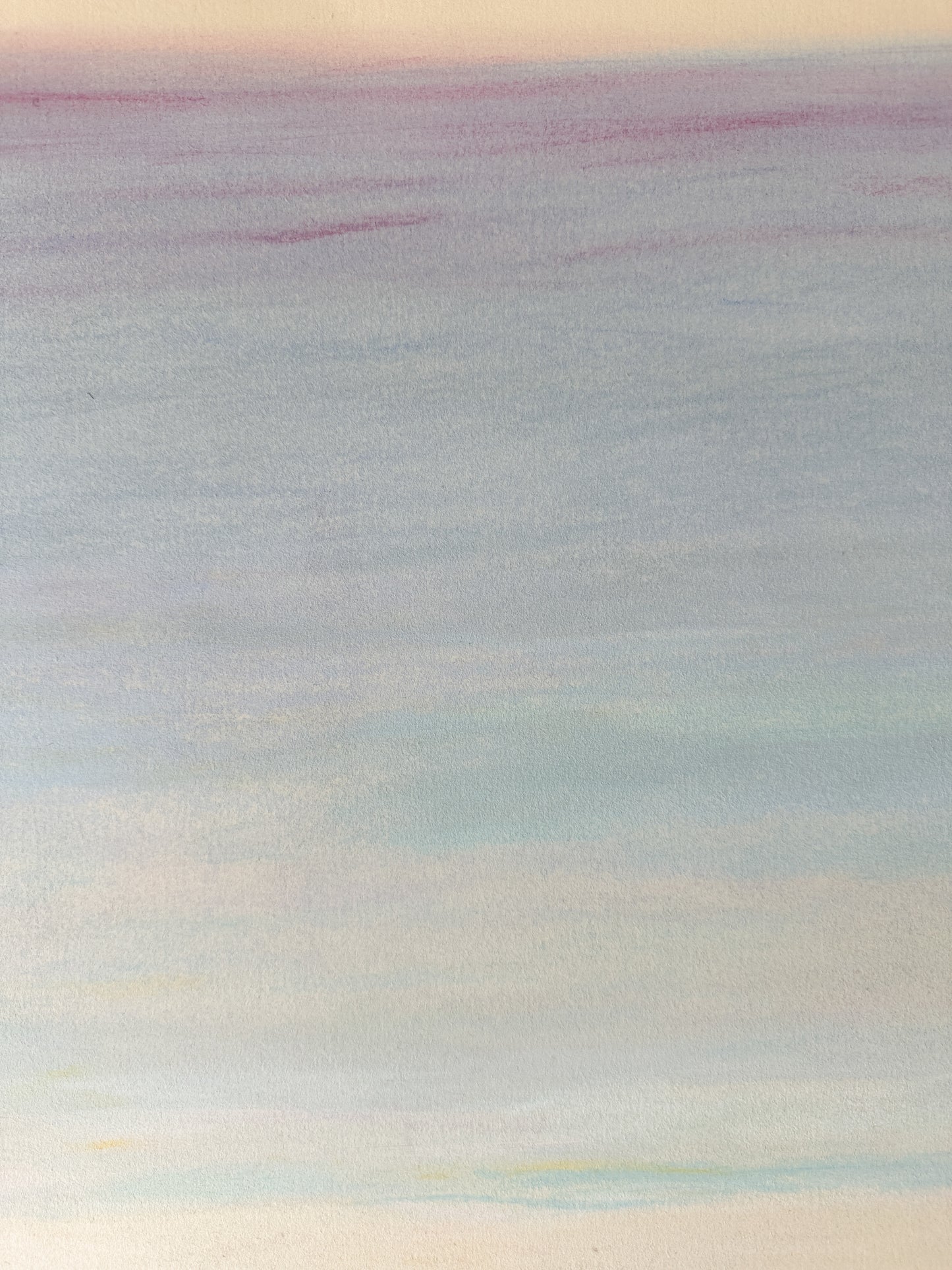 Narrow Blue, Purple, and Pink Sky - Abstract Pastel by Jane Matteson (42.5”W x 16.25”H)