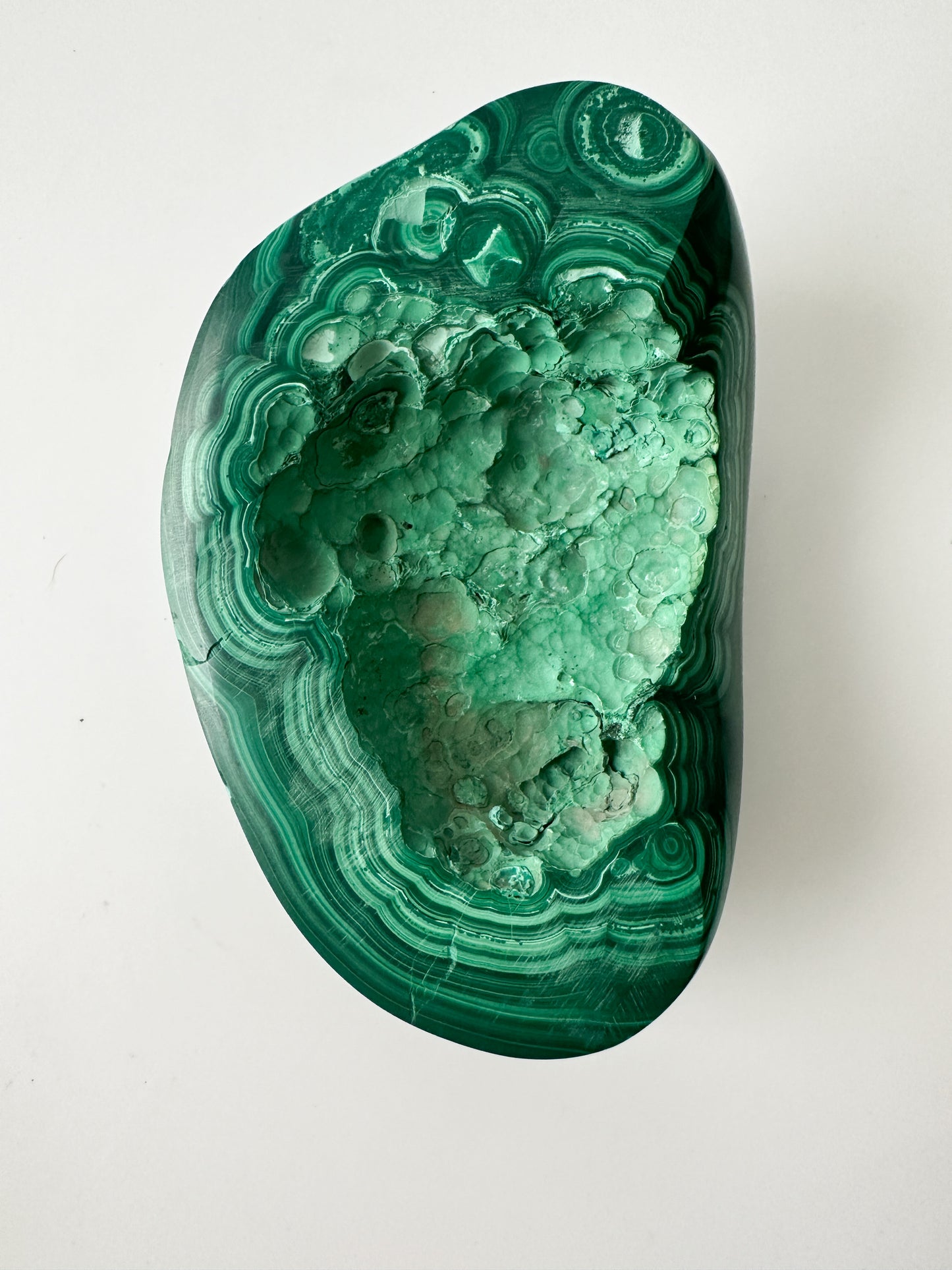 Polished Genuine Malachite Decorative Object (4.3"L x 3.875"W x 1.5"H)