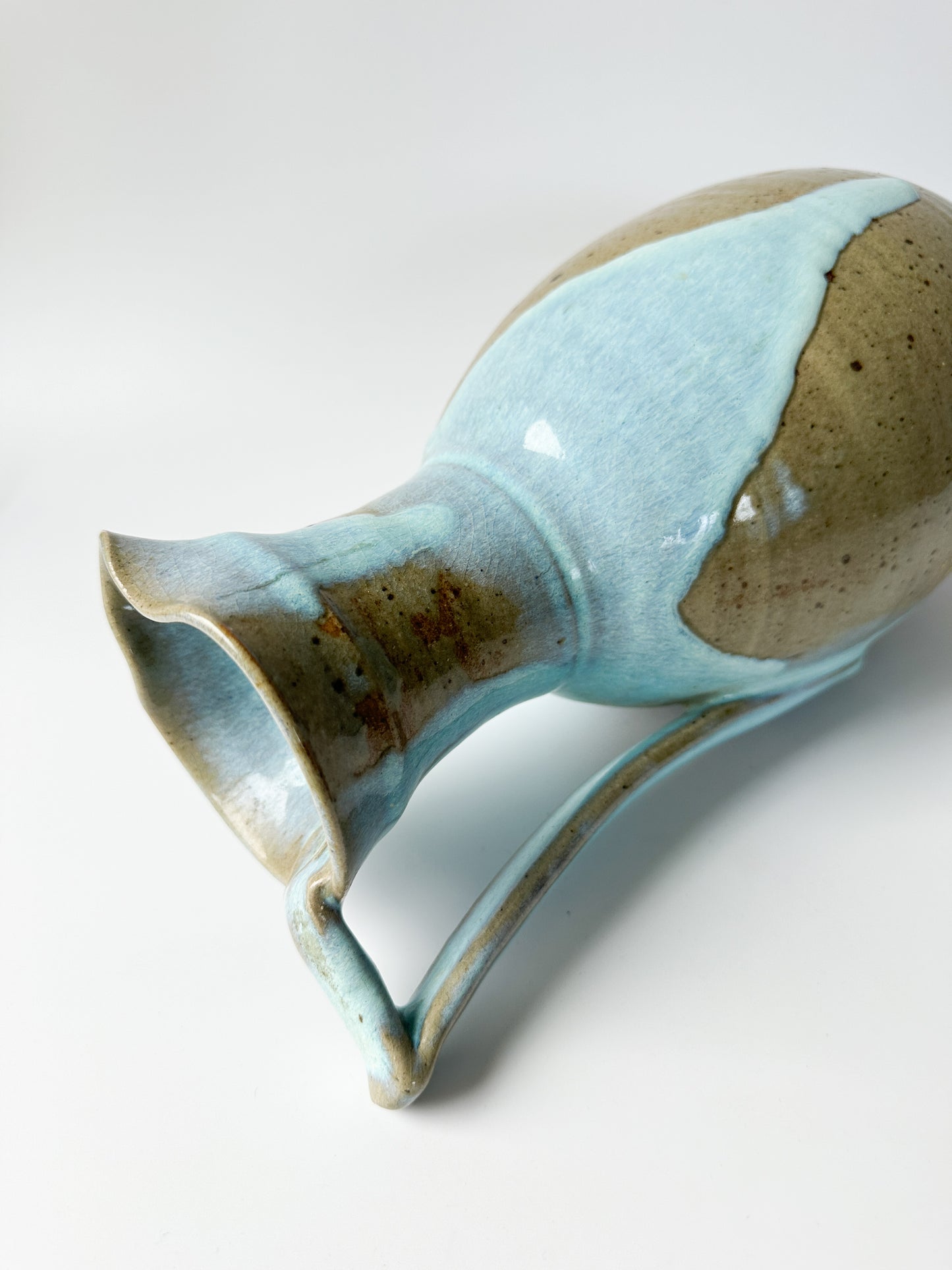 Studio Pottery Pitcher with Light Blue Glaze