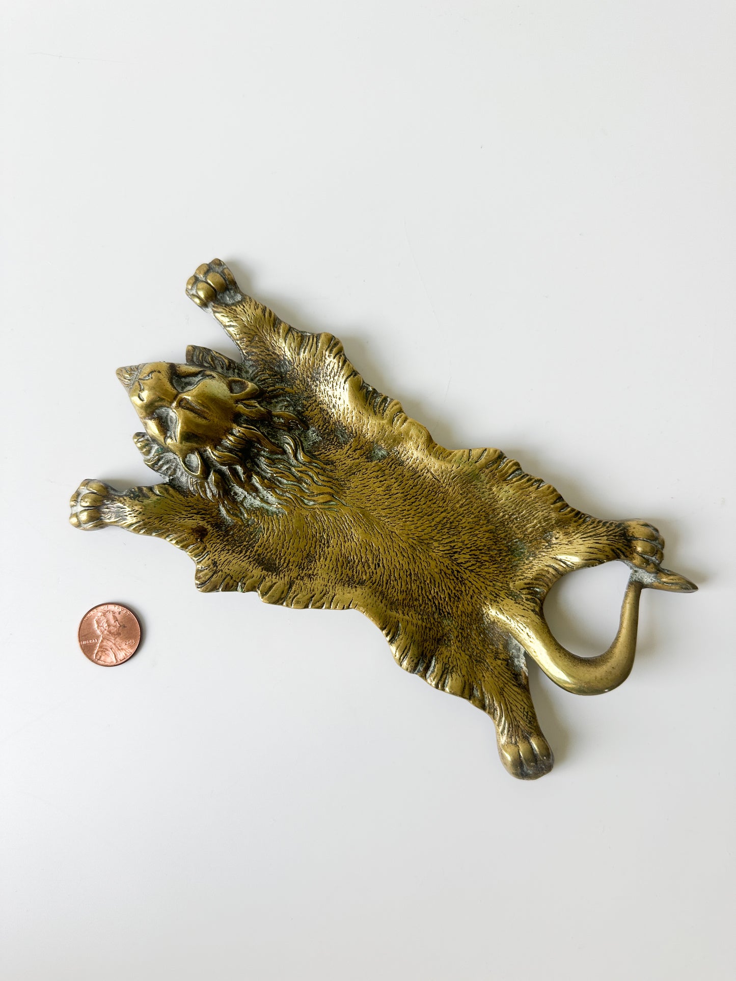 Vintage Brass Lion Trinket Dish