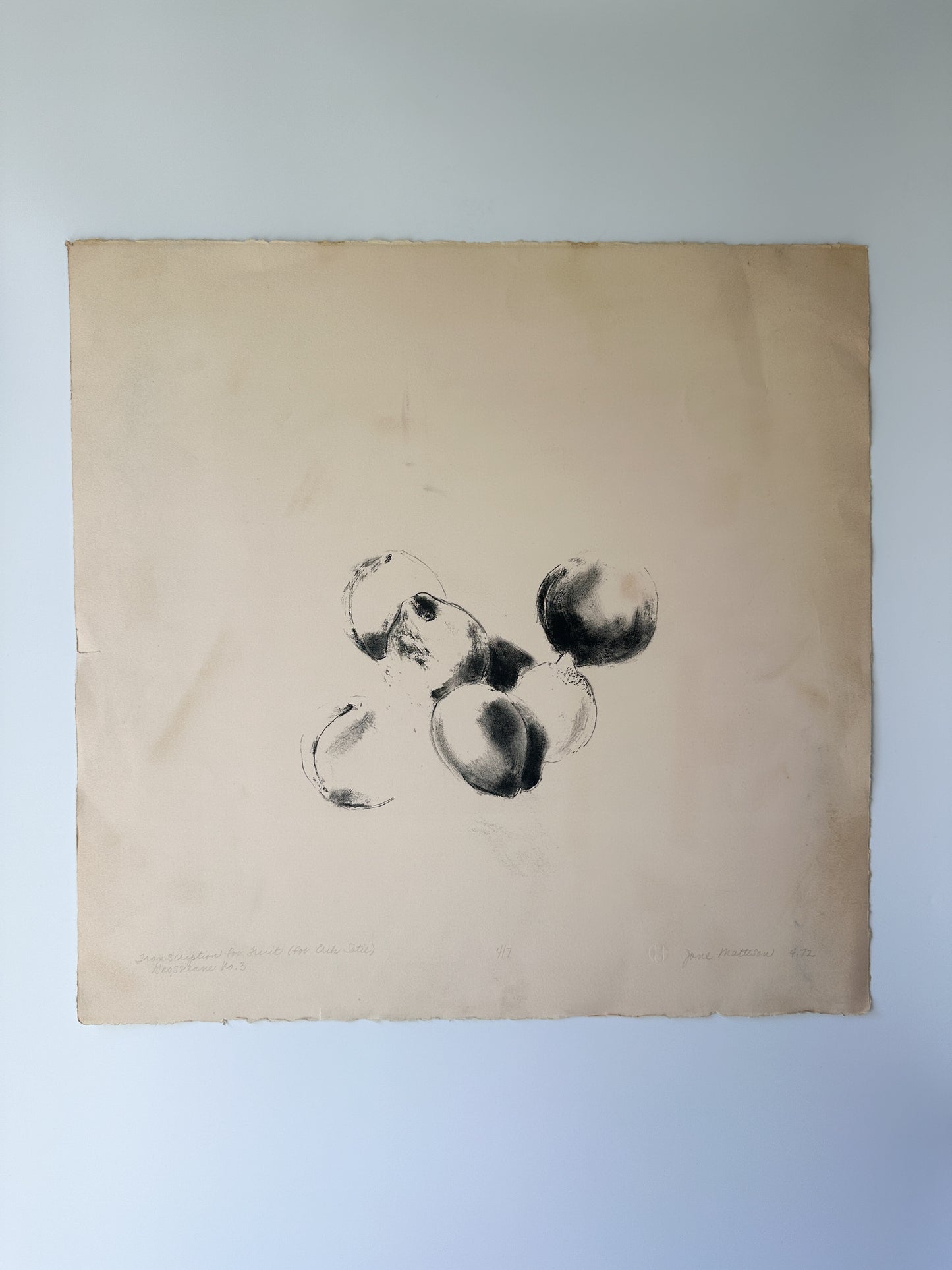 “TRANSCRIPTION FOR FRUIT” (for Erik Satie) Gnossienne No. 3 by Late Artist Jane Matteson