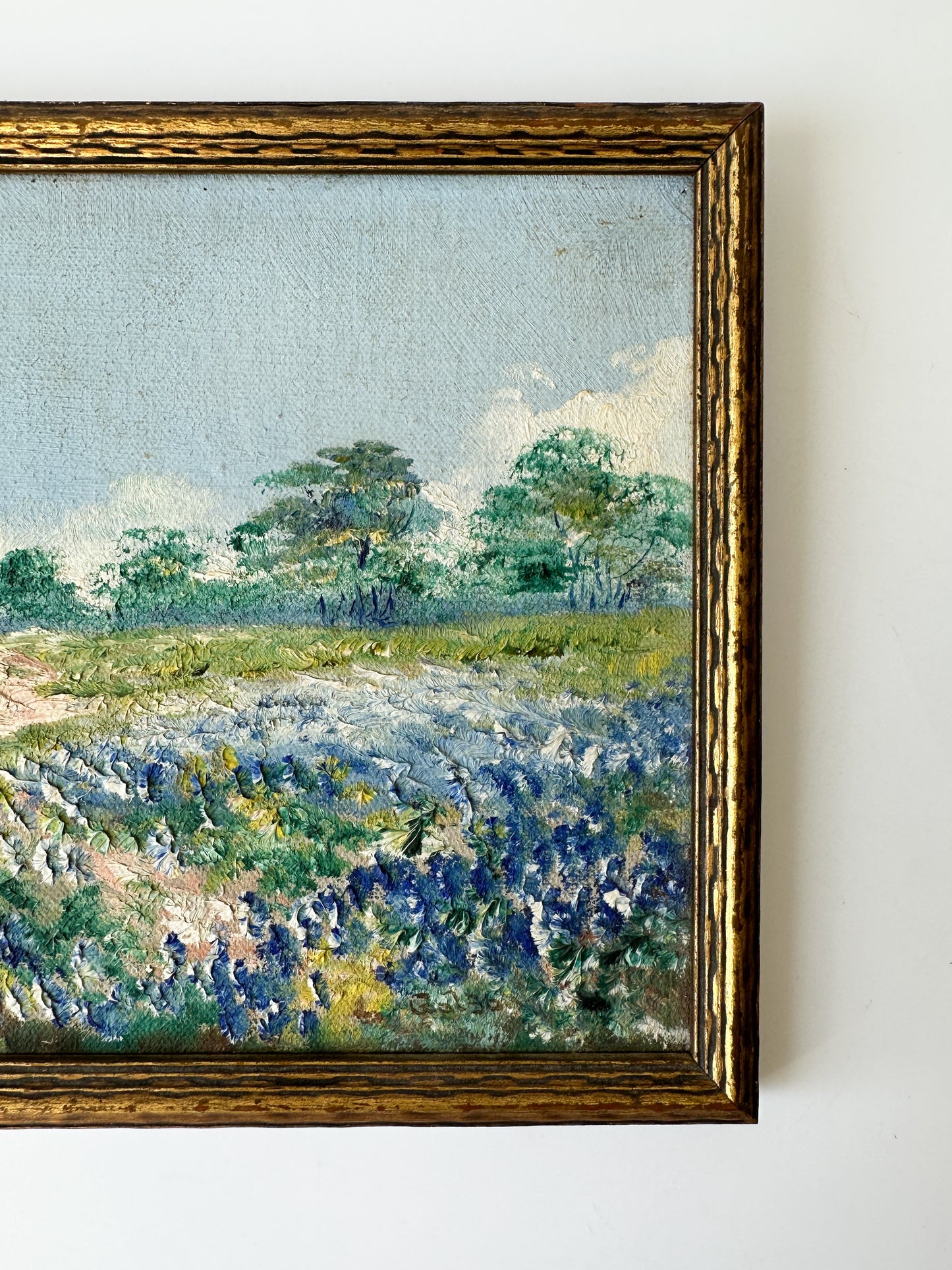 Small Vintage Oil Painting - Field of Flowers (signed)