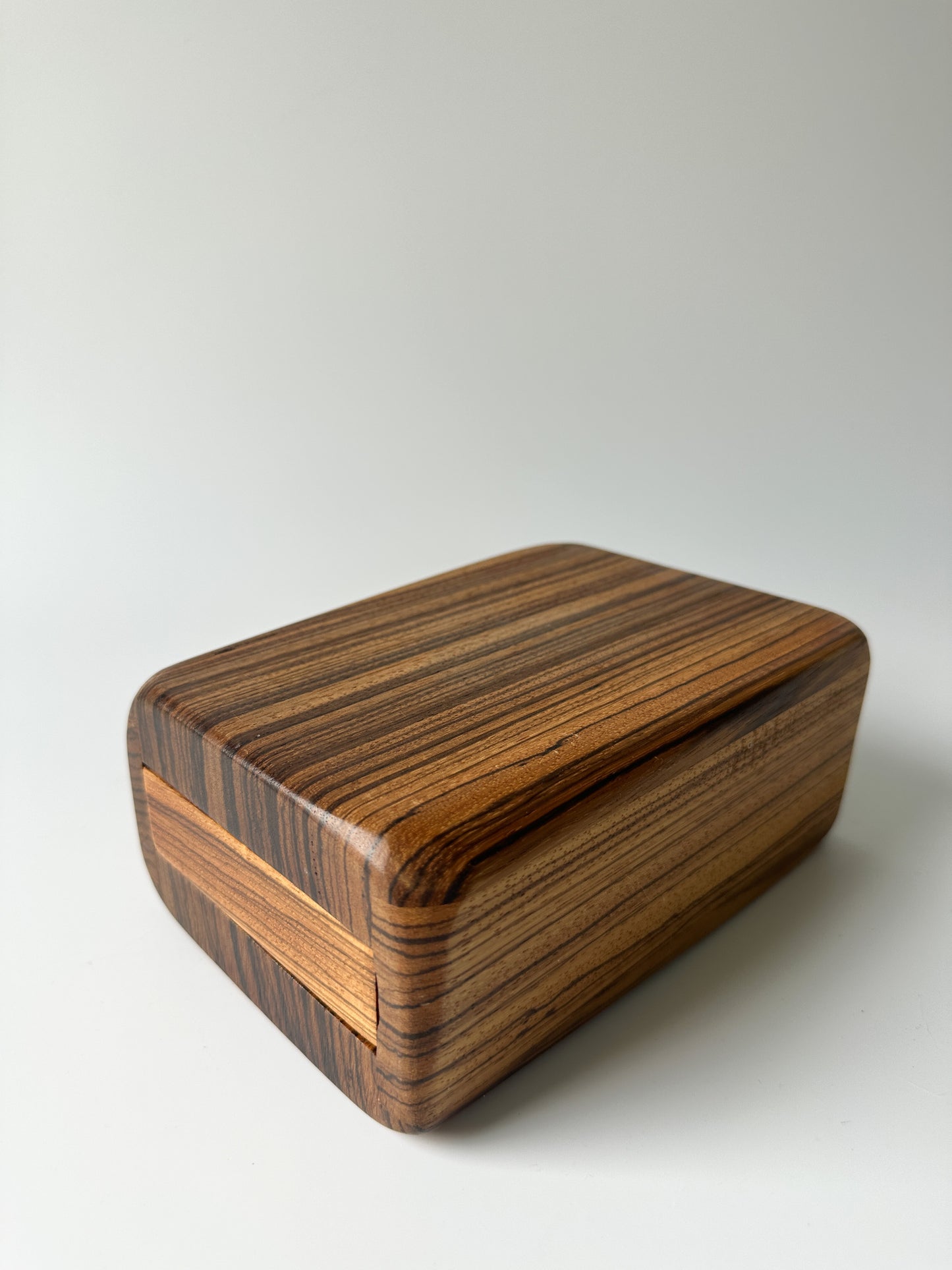 Vintage MCM Hand Carved Zebra Wood Box