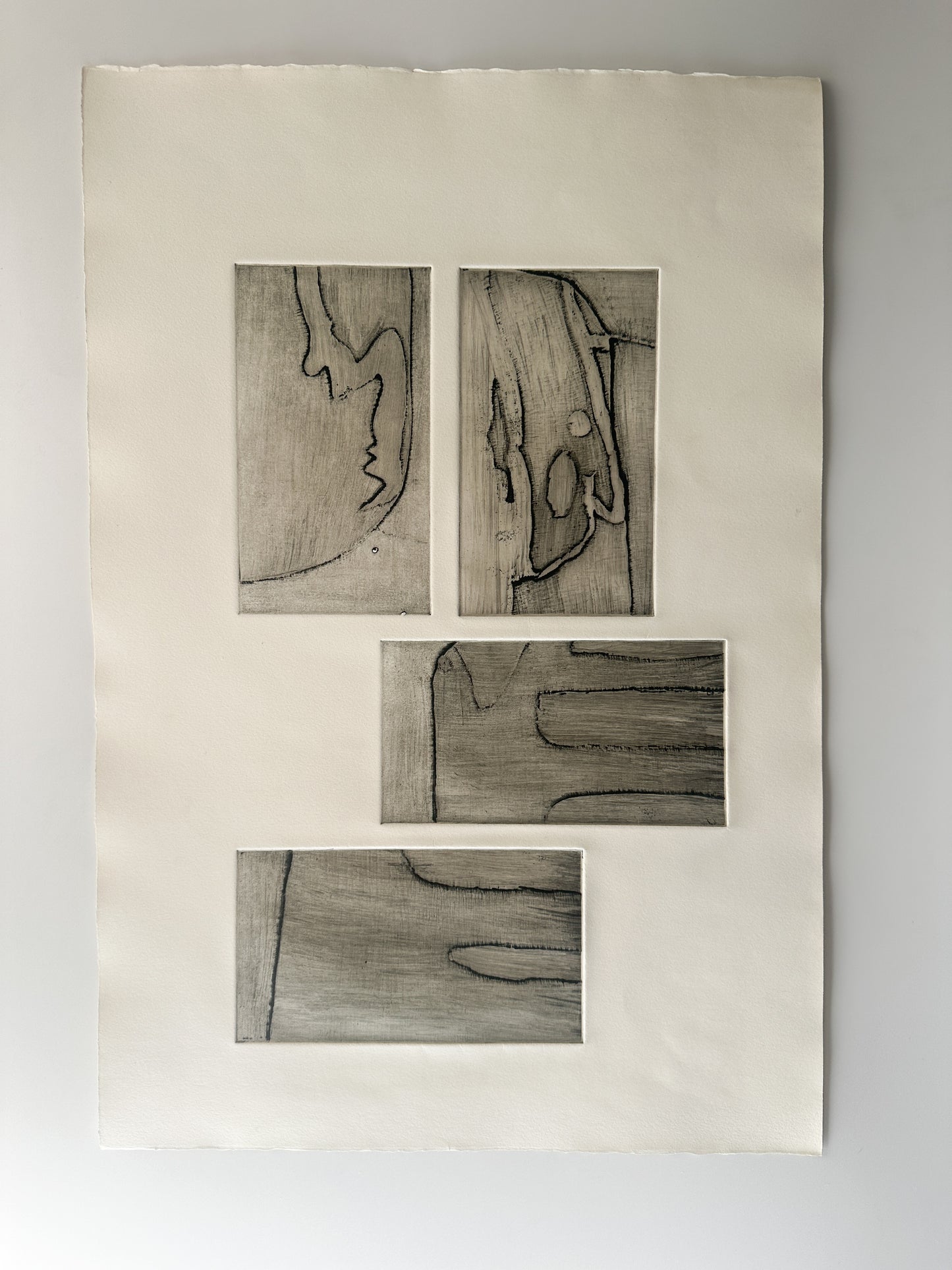 Abstract Black and White Rectangles II - Intaglio by the late Velda Warner (22"W x 15“H)