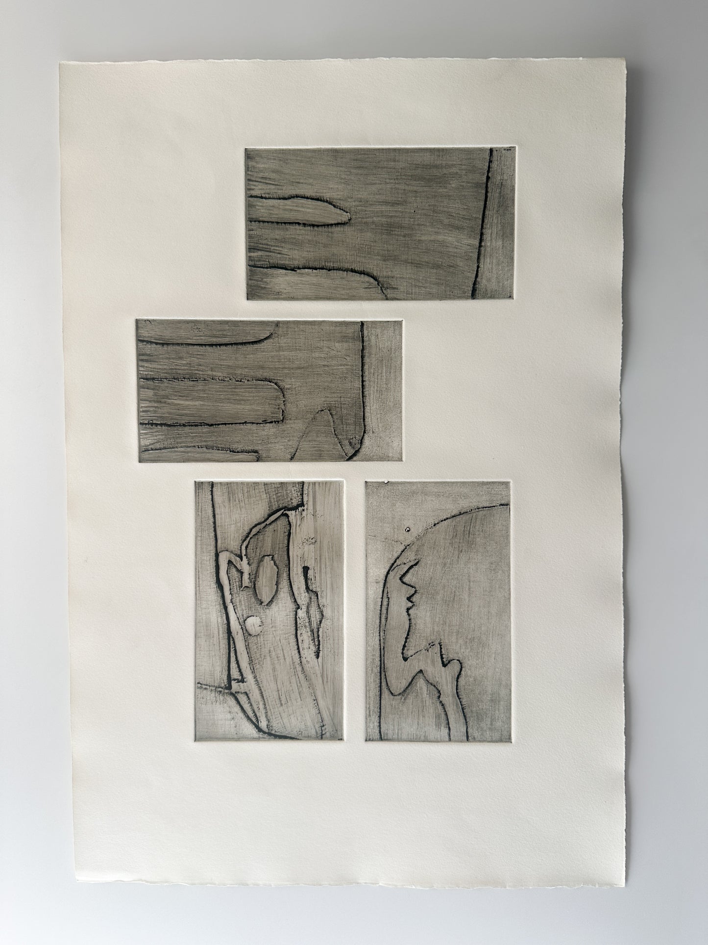 Abstract Black and White Rectangles II - Intaglio by the late Velda Warner (22"W x 15“H)