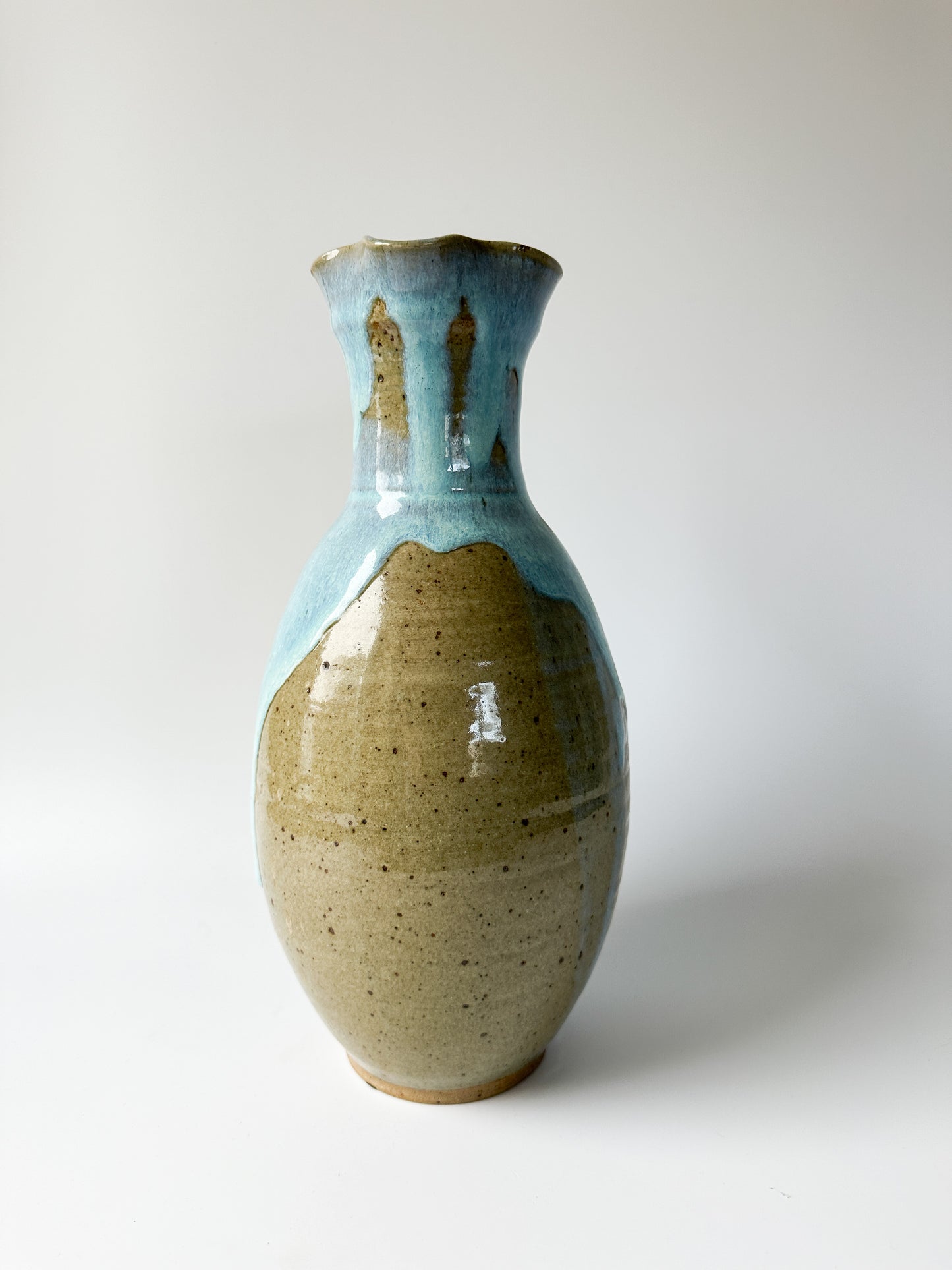 Studio Pottery Pitcher with Light Blue Glaze