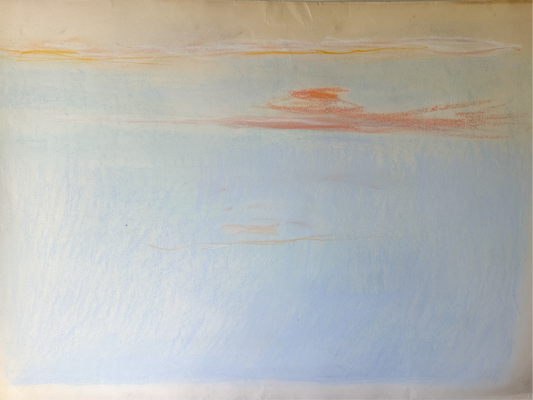 Light Blue Sky with Peach Clouds - Pastel by Jane Matteson (41"W x 29.25"H)