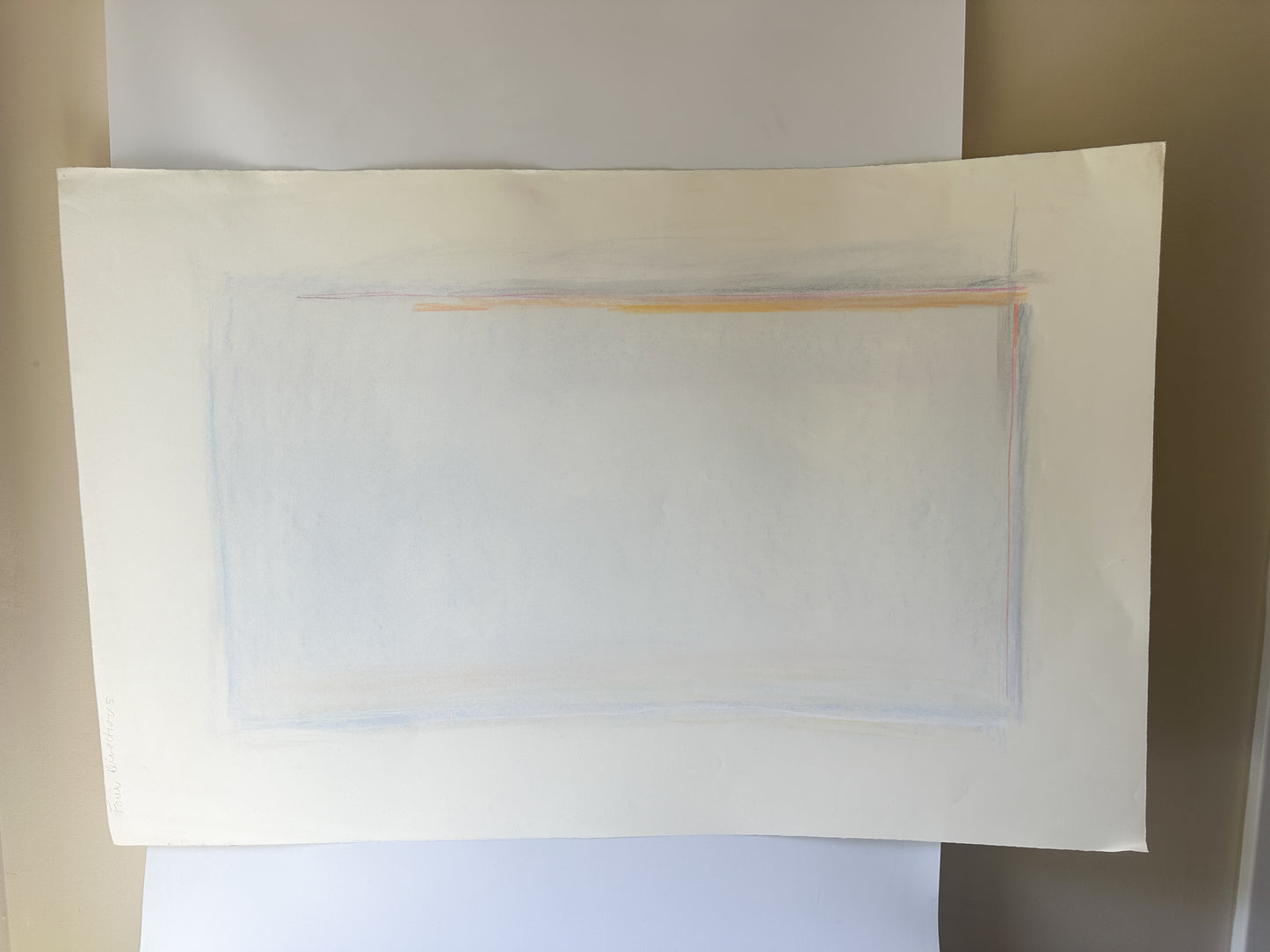 Pale Blue, Yellow, and Pink Sky Abstract - Pastel by Jane Matteson (40"W x 26"H)