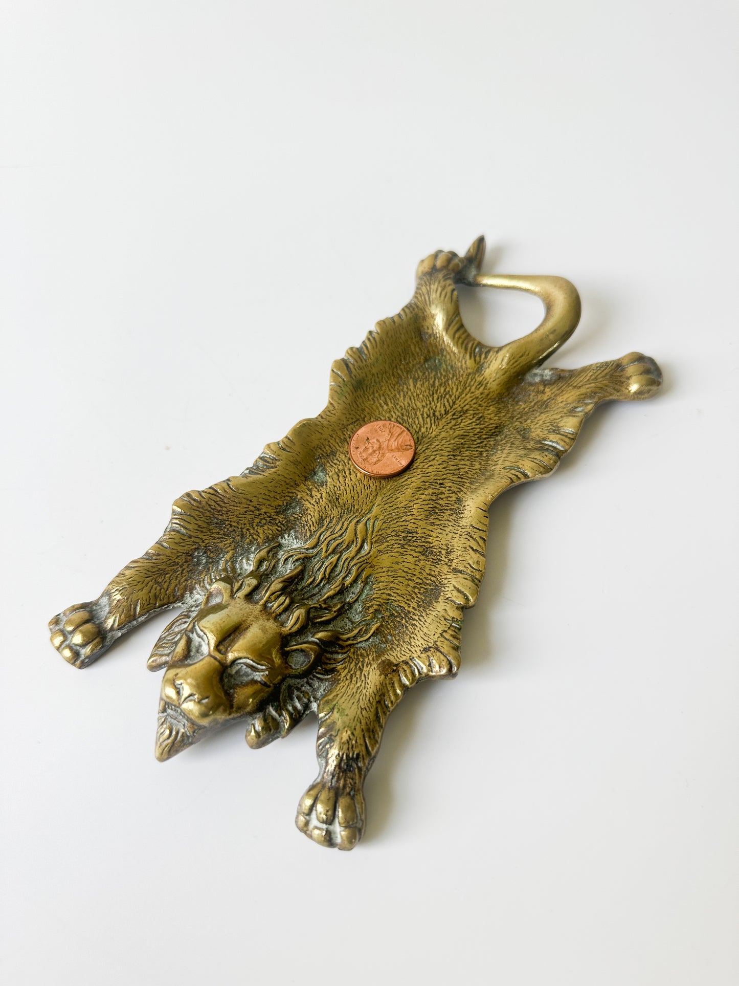 Vintage Brass Lion Trinket Dish