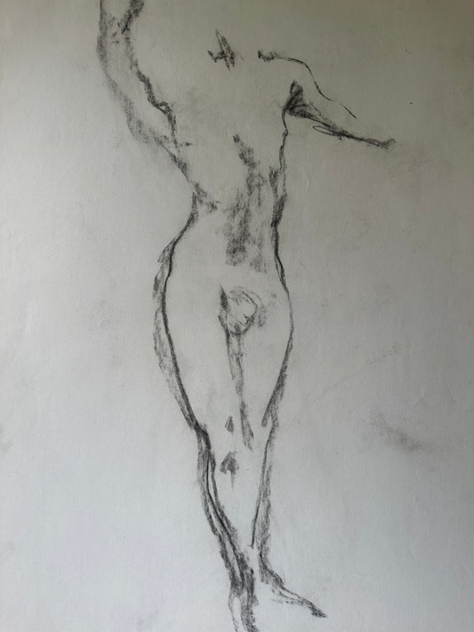 Double-Sided Nude Male II - Sketch by Jane Matteson (18"W x 24"H)