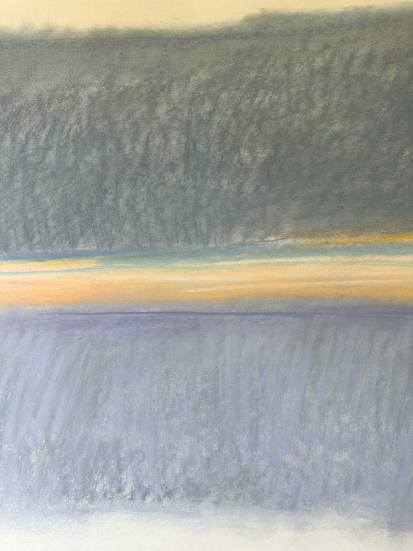 Gray, Blue, and Yellow Abstract Sky - Pastel by Jane Matteson (40"W x 26"H)