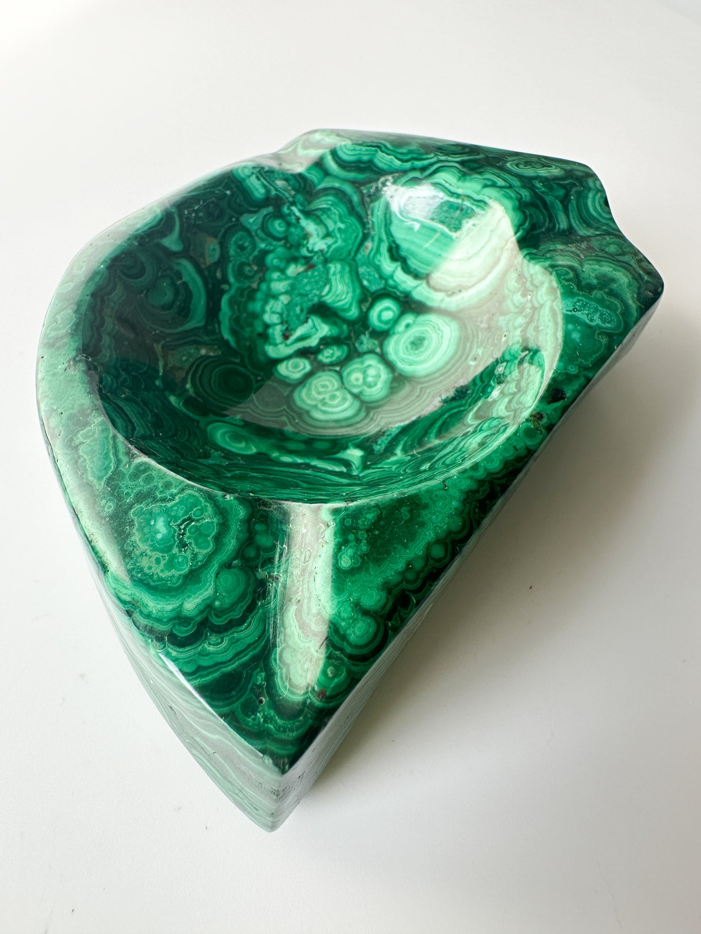 Polished Genuine Malachite Ashtray Trinket Dish (4.25"L x 3.5"W x 1"H)