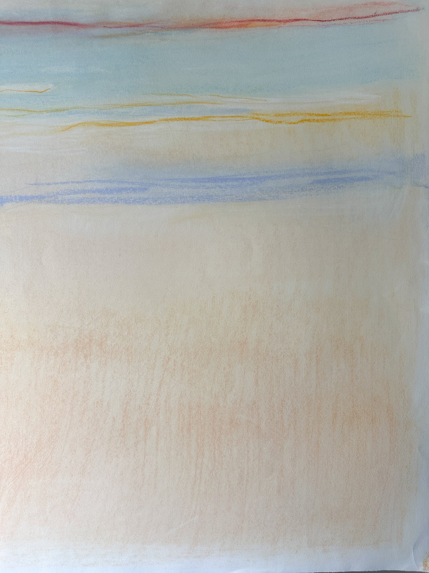 Peach, Aqua, and Light Blue Sky - Abstract Pastel by Jane Matteson (41”W x 29.5”H)