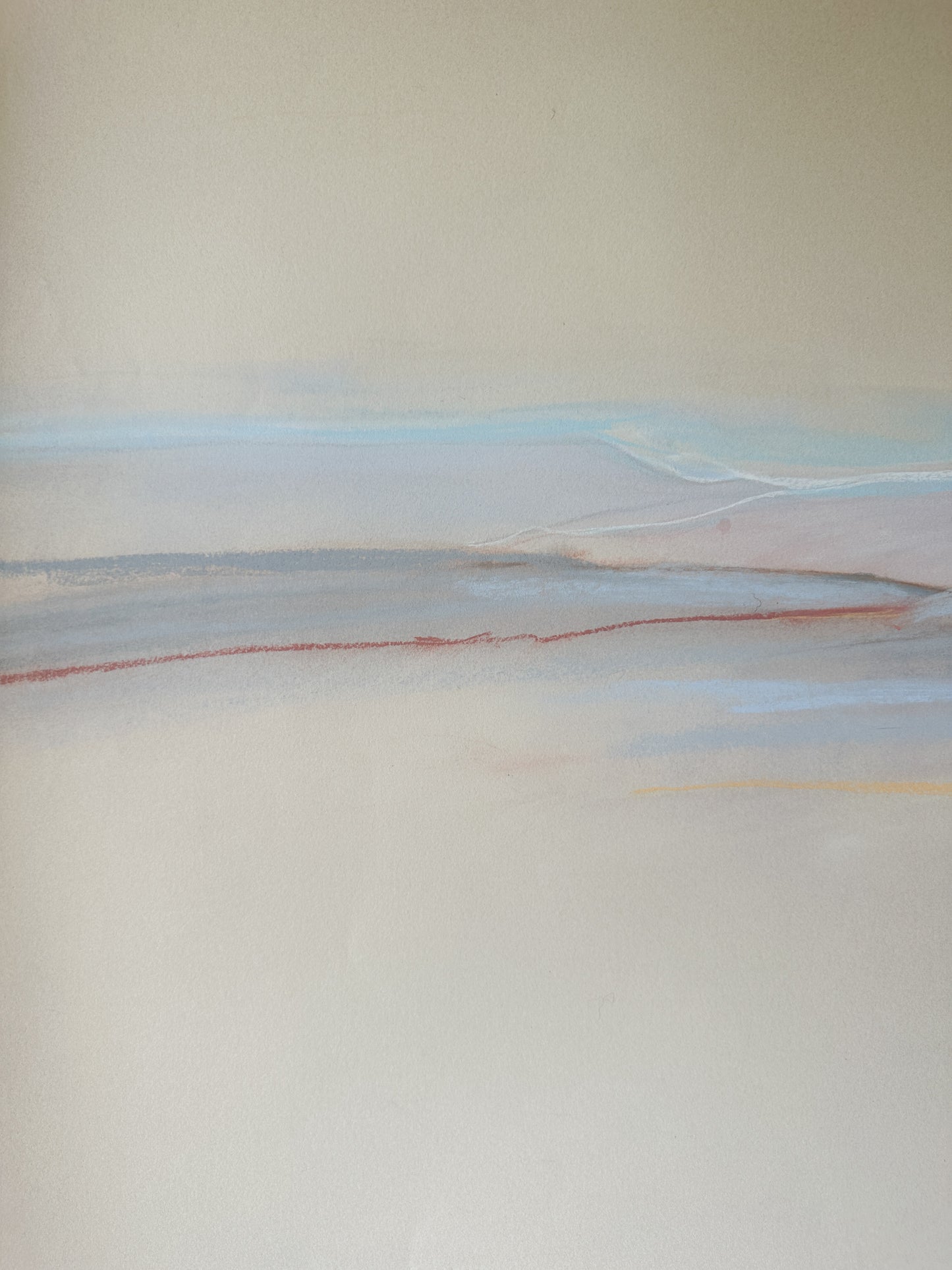 Mountain Horizon with Red Line Abstract - Pastel by Jane Matteson SIGNED (40"W x 29”H)