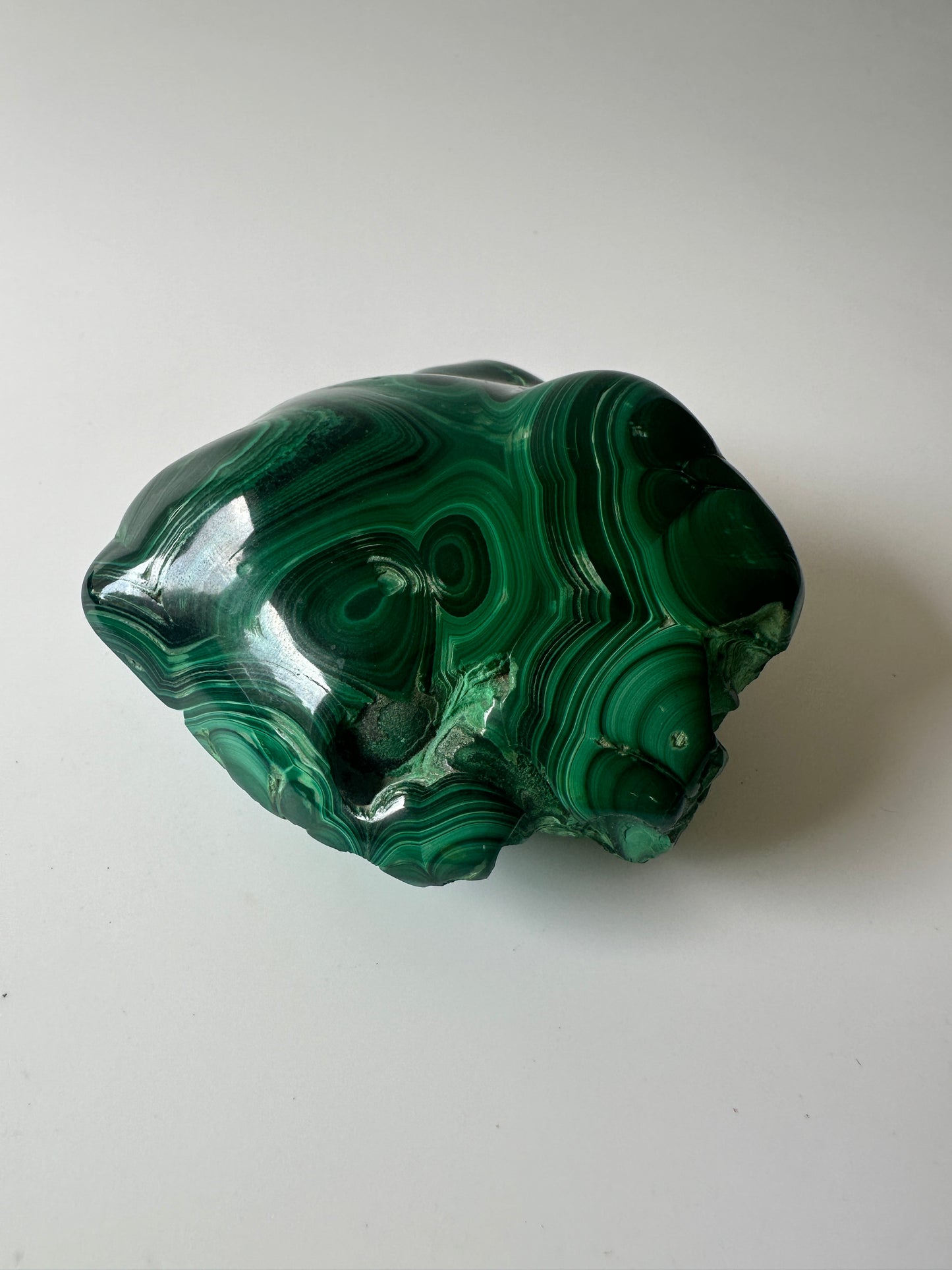 Polished Genuine Malachite Specimen Decorative Object (4"L x 3.5"W x 1.75"H)