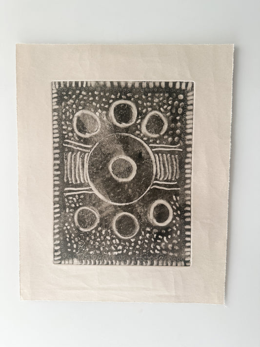 Abstract Black and White on Thin Paper - Intaglio by the late Velda Warner (11.75"W x 9.5“H)