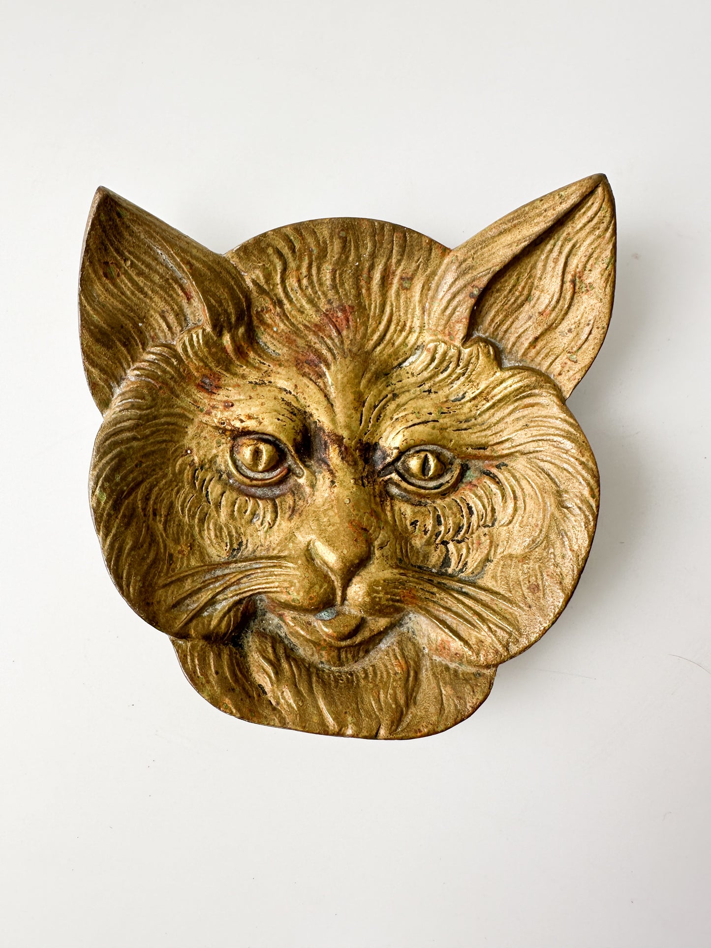 Vintage Footed Brass Cat Face Dishes (4 available)