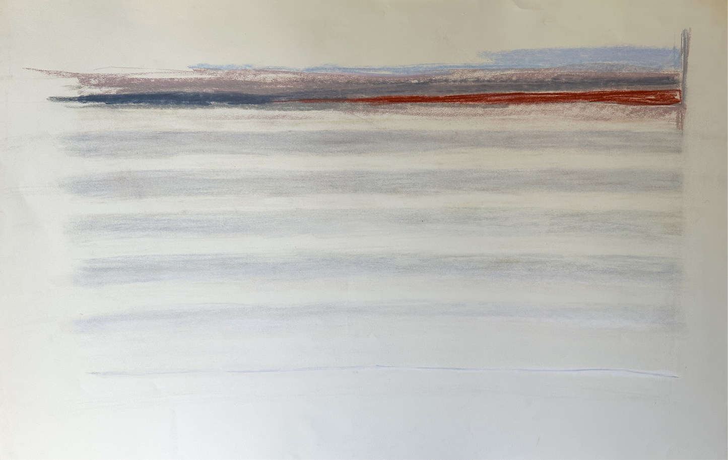 Gray and Red Lines - Abstract Pastel by Jane Matteson (40”W x 26”H)