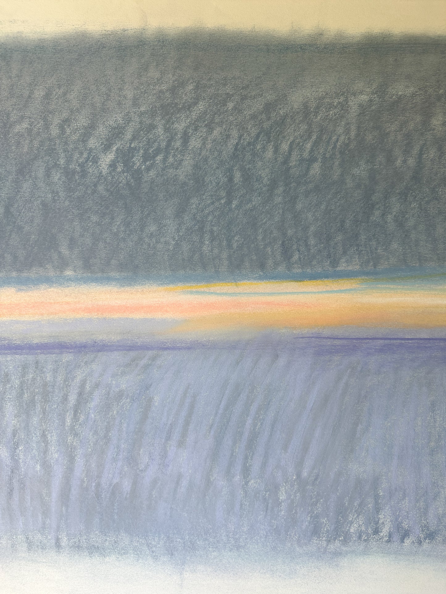 Gray, Blue, and Yellow Abstract Sky - Pastel by Jane Matteson (40"W x 26"H)