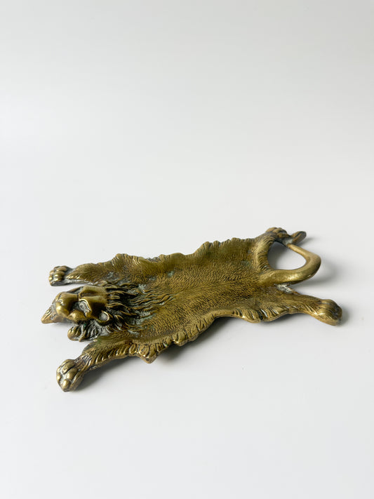 Vintage Brass Lion Trinket Dish