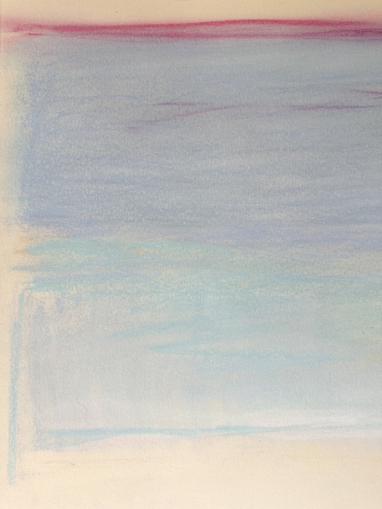 Narrow Blue, Purple, and Pink Sky - Abstract Pastel by Jane Matteson (42.5”W x 16.25”H)