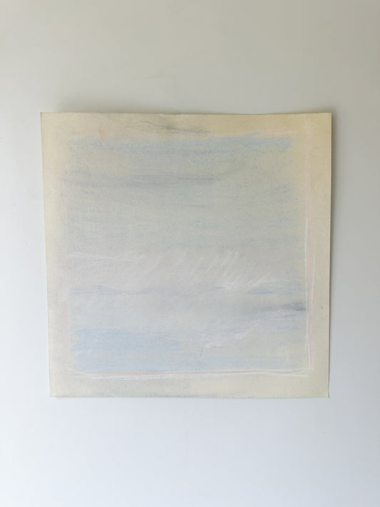 Small Light Blue Abstract - Pastel on Paper by Isaac Ortiz (10”W x 10”H)