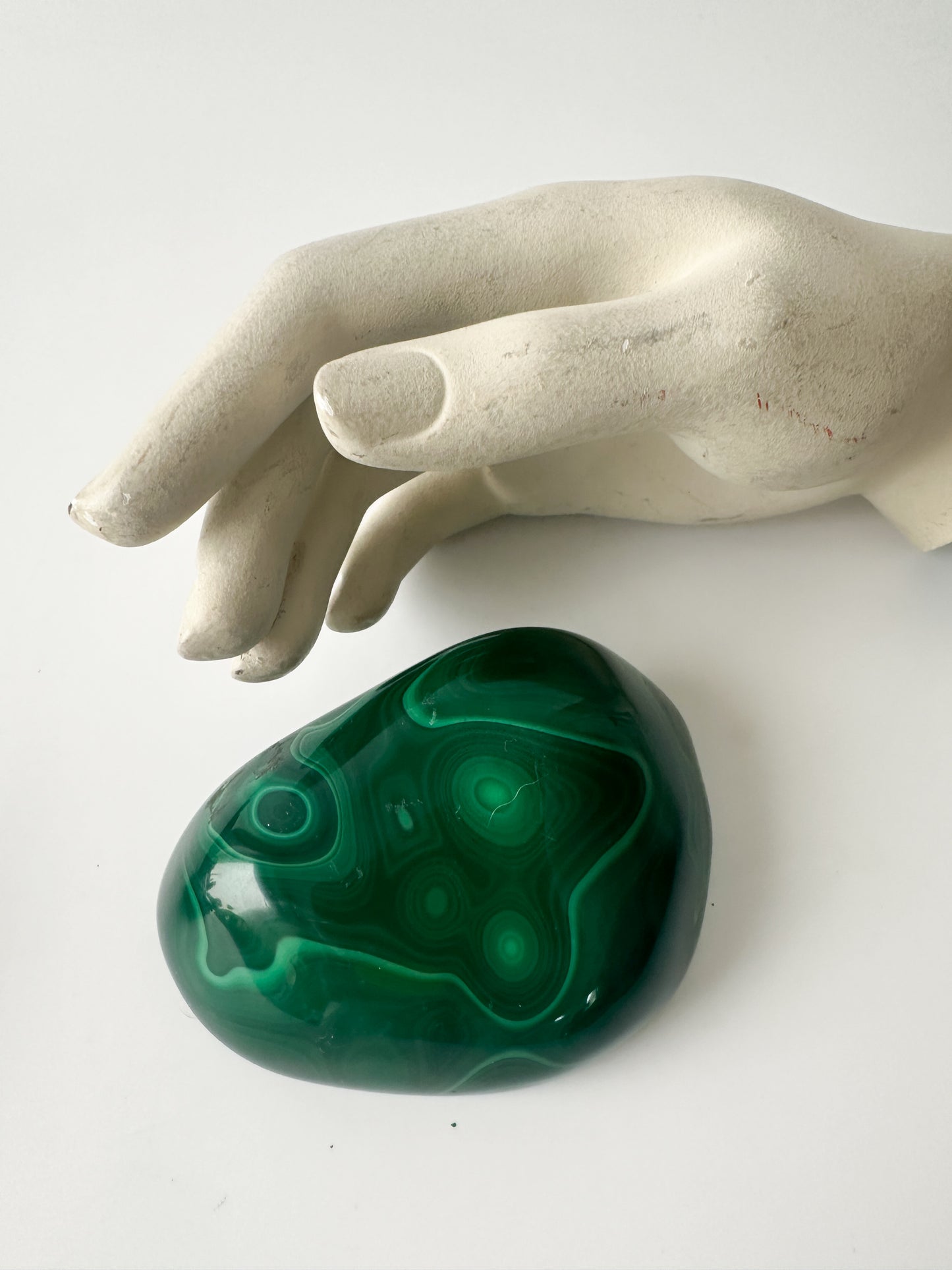 Polished Genuine Malachite Decorative Object (4.3"L x 3.875"W x 1.5"H)