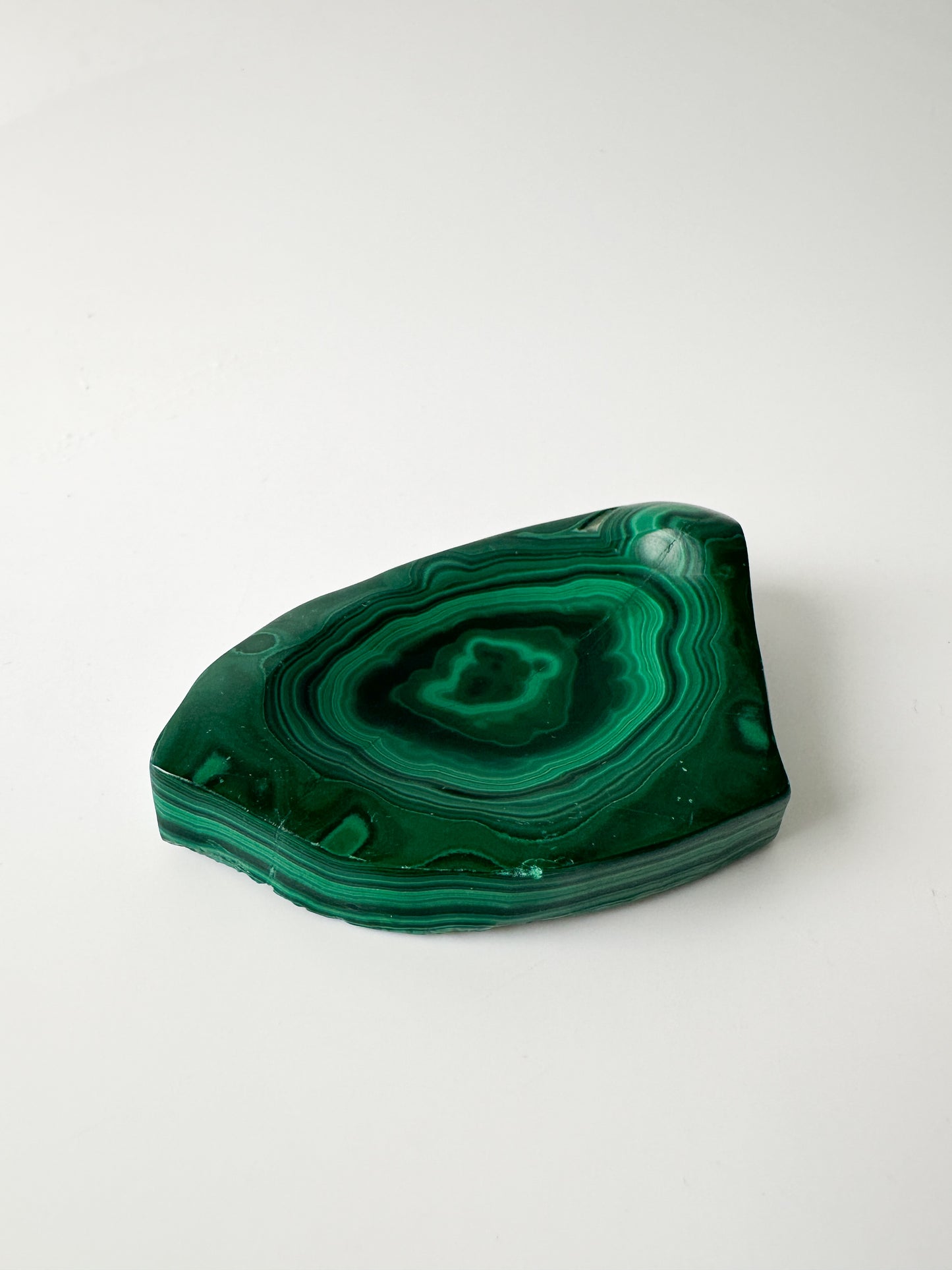 Polished Genuine Malachite Shallow Trinket Dish (4"L x 2.75"W x 1"H)