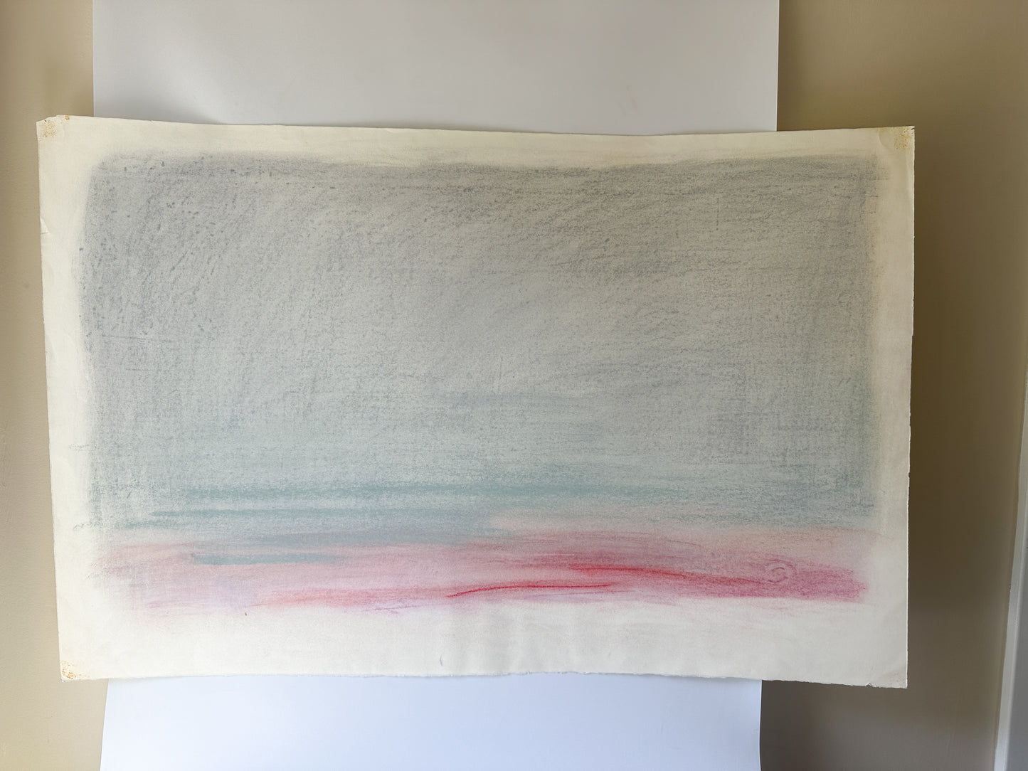 Light Gray, Blue, and Pink Sky - Abstract Pastel by Jane Matteson (40"W x 26"H)