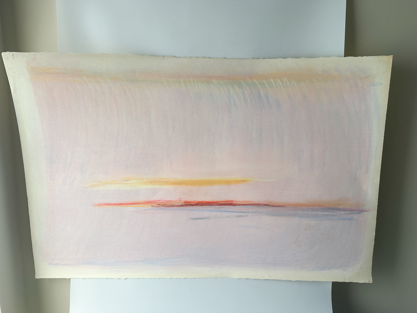 Light Pink Abstract Sky - Pastel by Jane Matteson (40"W x 26"H)