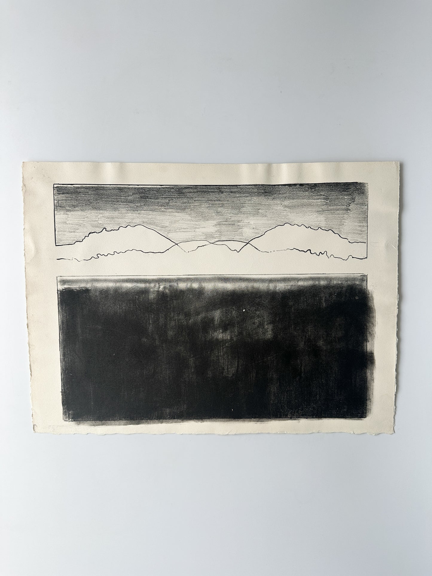 "MOUNTAINS / PLAIN" - Aquatint by Late Artist, Jane Matteson (18" W x 15.75" H)