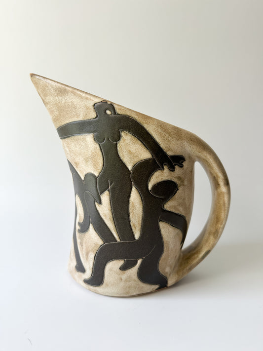 Vintage Mara Ceramic Pitcher with Dancing Forms