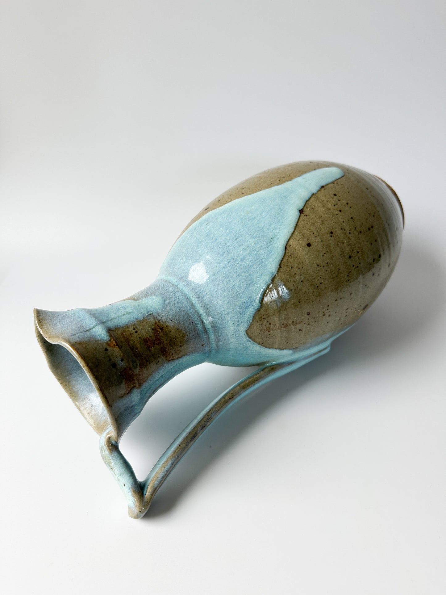 Studio Pottery Pitcher with Light Blue Glaze